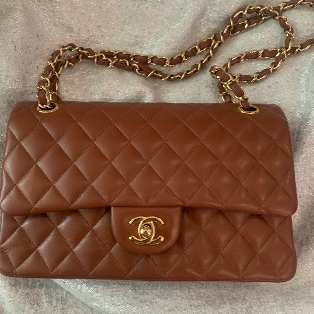 CHANEL Quilted Double Flap Shoulder Bag - Chestnut Brown with Gold Hardware